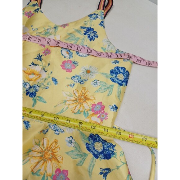 TAHARI Sundress Yellow Blue Pink Floral Spaghetti Strap Size 14/16 - Picture 8 of 11